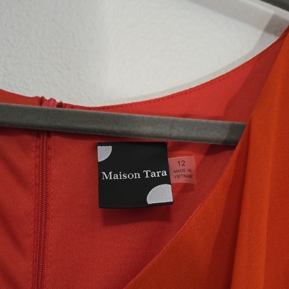 Maison Tara Orange Asymmetrical Ruffled Sundress - Picture 2 of 6